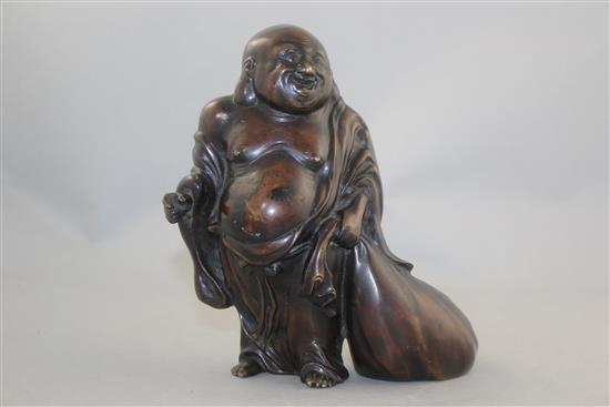 A Japanese bronze standing figure of Hotei, 19th century, 19cm